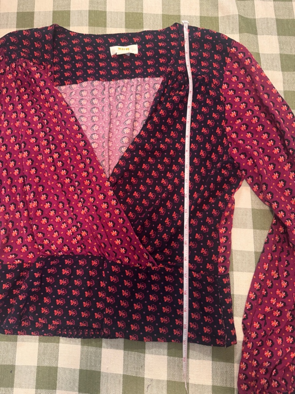 Anthropologie Maeve Lisa Puff Sleeve Faux Wrap Blouse - Picture 11 of 16